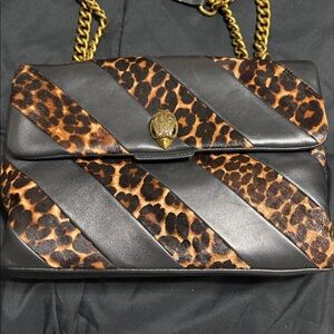 Kurt Geiger Black Leather Bag with Gold Chain